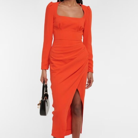 SELF-PORTRAIT gathered crepe midi dress - Picture 1 of 3